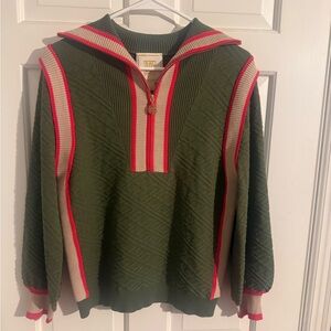 Emily McCarthy Green and Red Striped Sweater Set size XS